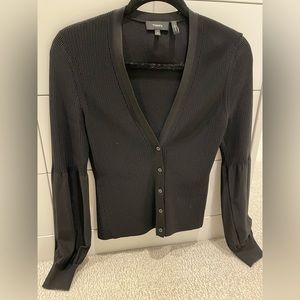 Theory black cardigan with puff sleeve